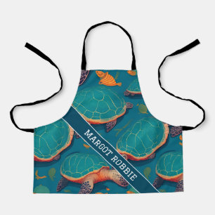 Meeresschildkröte Geometrisches Personalisiertes M Schürze