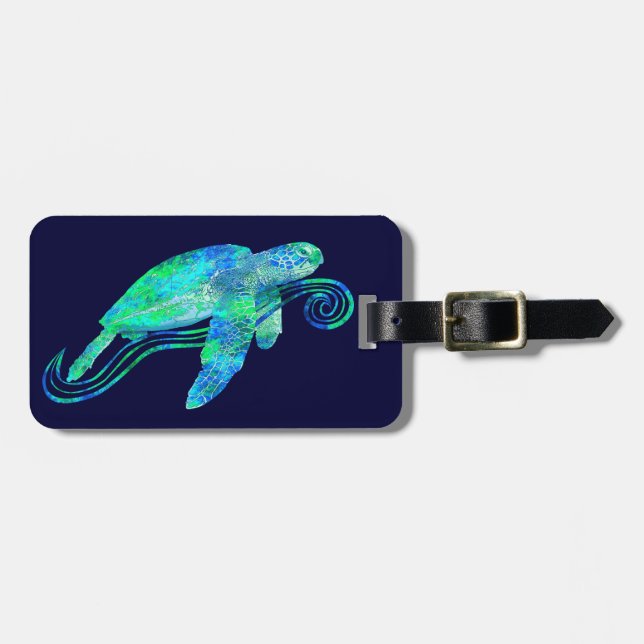 Meeresschildkröte-Grafik Gepäckanhänger (Vorderseite horizontal)