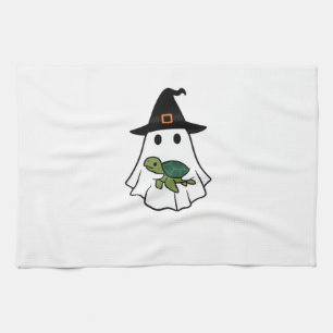 Meeresschildkröte Halloween Geist Hexenhut Tierlie Geschirrtuch