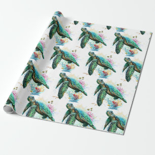Meeresschildkröte im Unterwasser-Aquarell-Stil Geschenkpapier