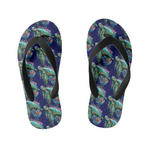 Meeresschildkröte im Unterwasser-Aquarell-Stil Kinderbadesandalen