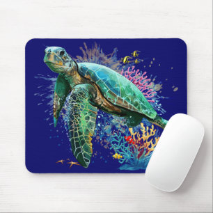 Meeresschildkröte im Unterwasser-Aquarell-Stil Mousepad