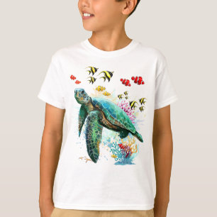 Meeresschildkröte im Unterwasser-Aquarell-Stil T-Shirt
