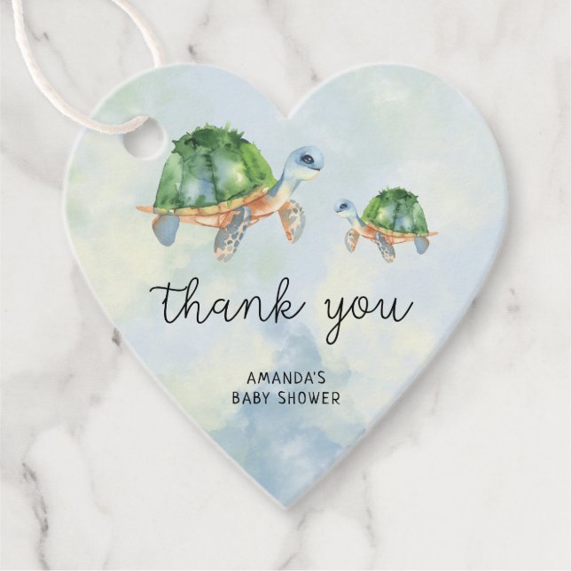 Meeresschildkröte - Kinderdusche Danke für die Vor Geschenkanhänger (Vorderseite)