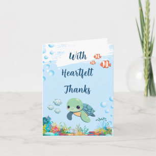 Meeresschildkröte Kleines Schlüpfling Baby Shower Dankeskarte