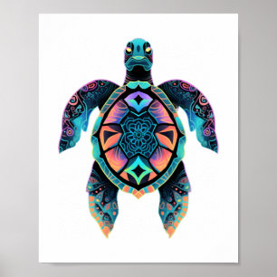 Meeresschildkröte Mandala Sea Ocean Tierwerk Boho Poster