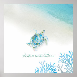 Meeresschildkröte Mauer Kinderzimmer Poster