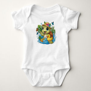 Meeresschildkröte mit gelber Ente Baby Strampler