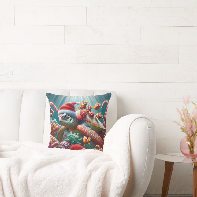 Meeresschildkröte mit Weihnachten-Weihnachtsmannmü Kissen (Liege)