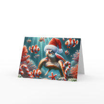 Meeresschildkröte mit Weihnachtshut