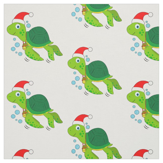 Meeresschildkröte mit Weihnachtsmannmütze Stoff (Muster)