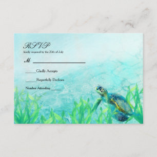Meeresschildkröte Ozean Strand Kunst Elegante Hoch RSVP Karte