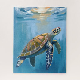 Meeresschildkröte Ozean Tier Wasserfarbe Puzzle