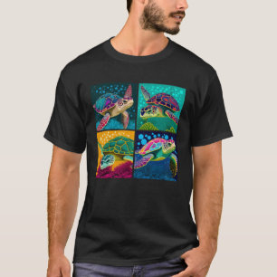 Meeresschildkröte Pop Illustration Farbige Tierfra T-Shirt
