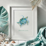 Meeresschildkröte Poster<br><div class="desc">Ideal für Kinderzimmer, Bäder und Wohnbereiche in Ihrem tropischen Strand Zuhause. Dieser Druck zeigt meine original handgemalte Aquarellschildkröte in türkisfarbenen Grün- und Blautönen. Es passt zu meiner Sammlung von Dekorationsarbeiten auf der Seite des Meeres. Weitere Kunst von Victoria Rigali Designs finden Sie unter www.zazzle.com/dotellabelle</div>