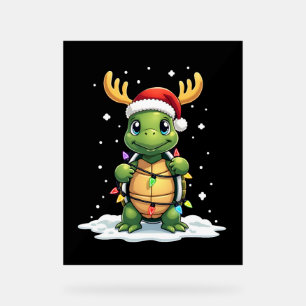 Meeresschildkröte Santa Weihnachtsbeleuchtung Süße Acrylschild