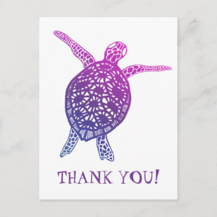 Meeresschildkröte Schildkröte DANKE! Lila Postkarte