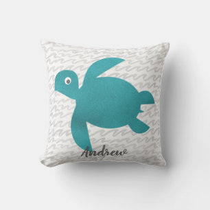 Meeresschildkröte Shibori-Welle und Streifen Kissen