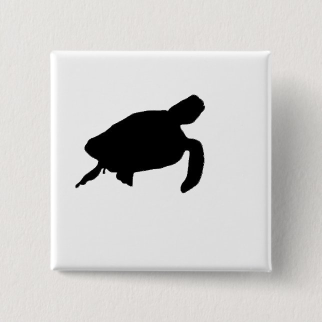 Meeresschildkröte-Silhouette Button (Vorderseite)
