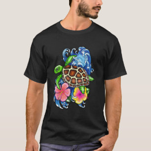 Meeresschildkröte und Hibiskus T-Shirt