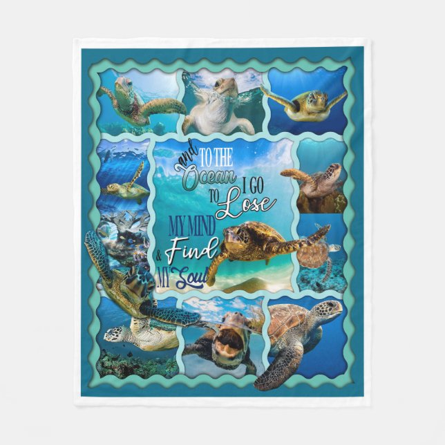 Meeresschildkröte und in den Ozean gehe ich zu ver Fleecedecke (Vorderseite)