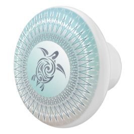 Meeresschildkröte und Mandala Nautic Keramikknauf