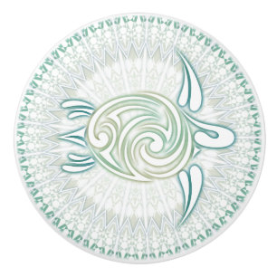 Meeresschildkröte und Mandala Nautic Keramikknauf