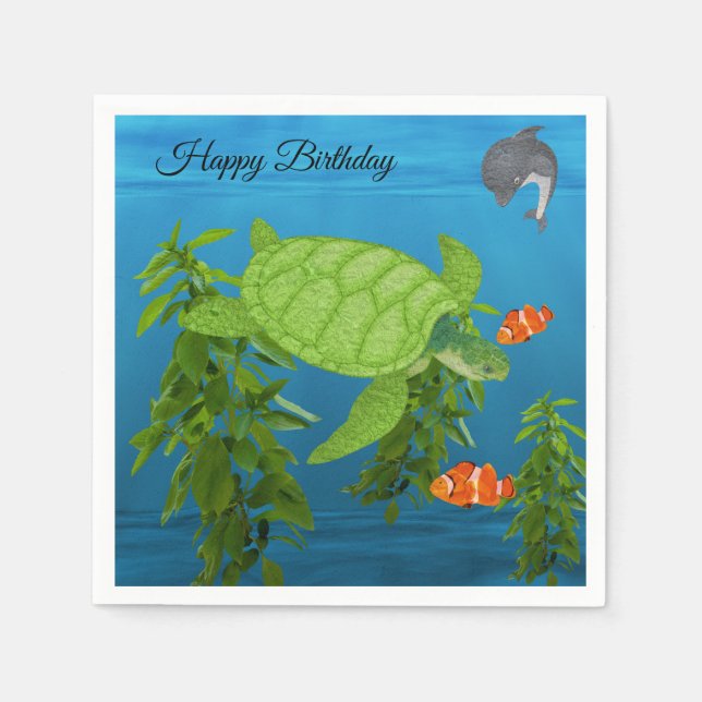 Meeresschildkröte unter dem Ozean Serviette (Vorderseite)