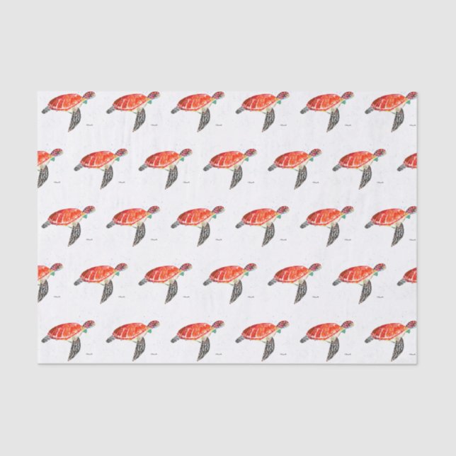 Meeresschildkröte Unterhalb des Meeres Wasserfarbe Seidenpapier (Vorderseite)