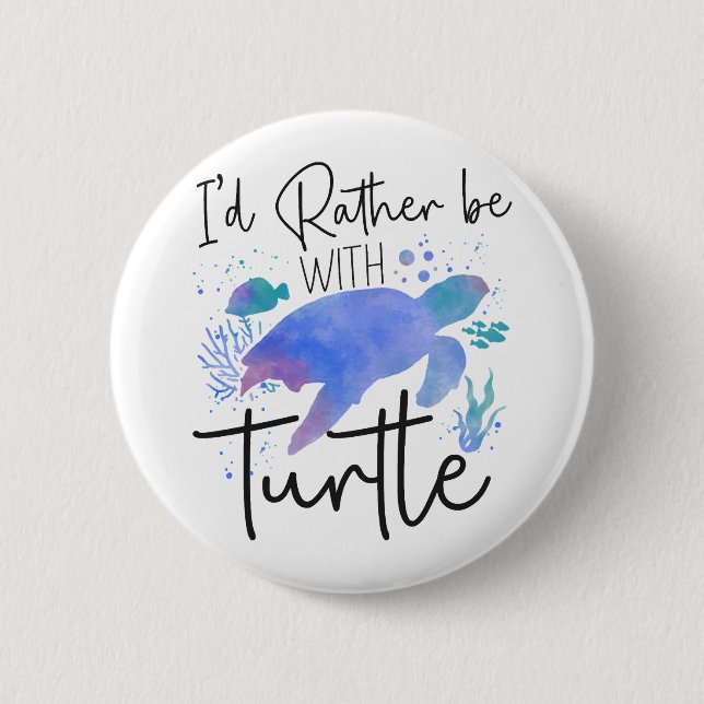 Meeresschildkröte Wasserfarbe ich Button (Vorderseite)