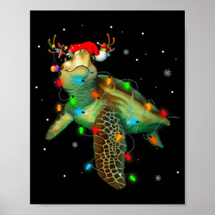 Meeresschildkröte Weihnachtslichter Lustige Santa- Poster