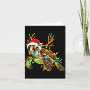 Meeresschildkröte Weihnachtslichter Santa Hut Froh Karte