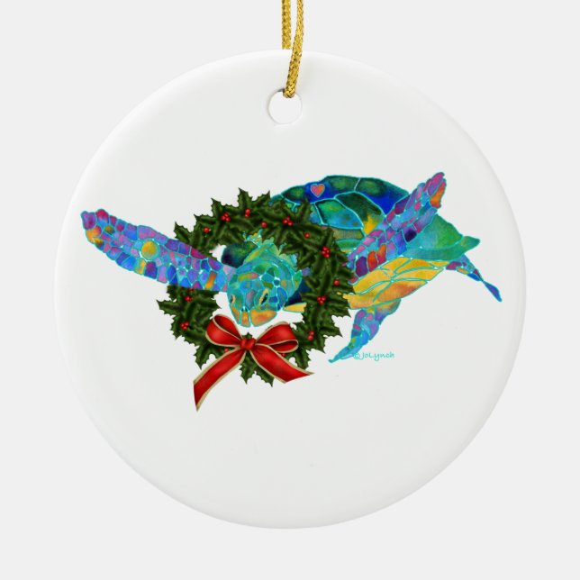 Meeresschildkröte-Weihnachtsverzierung Keramik Ornament (Vorne)
