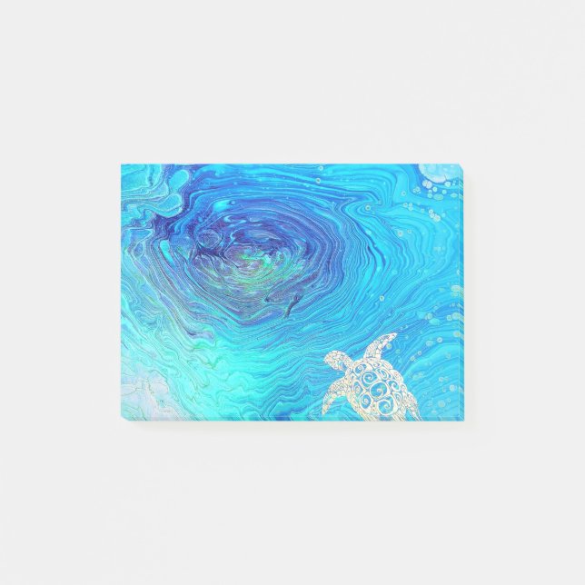 Meeresschildkröteflußkunst Post-it Klebezettel (Vorderseite)