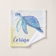 Meeresschildkröten-Aquarellmonogramm