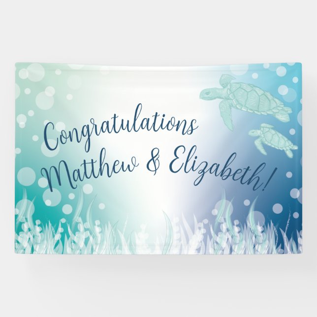 Meeresschildkröten-Babydusche unter dem Meer Banner (Horizontal)