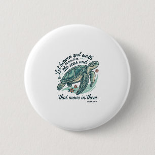 Meeresschildkröten-Bibelvers Vintage-Engraving-Des Button