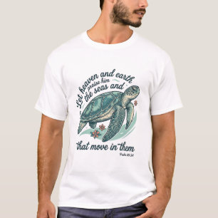 Meeresschildkröten-Bibelvers Vintage-Engraving-Des T-Shirt