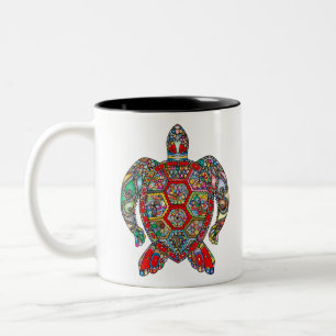 Meeresschildkröten Blume dekorativ Zweifarbige Tasse