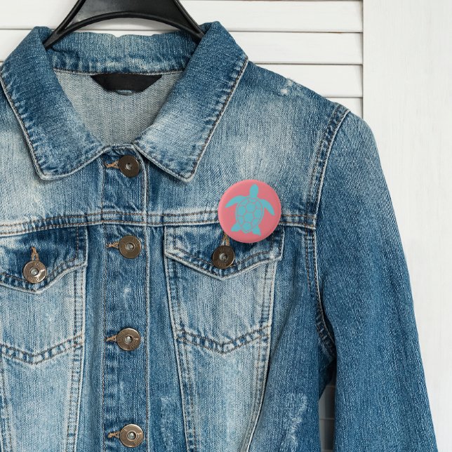 Meeresschildkröten-Design im Meeresblau Button (Von Creator hochgeladen)