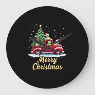 Meeresschildkröten fahren Weihnachtsbaum LKW Schil Große Wanduhr