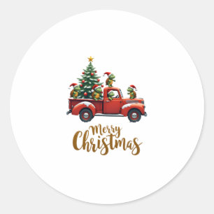 Meeresschildkröten fahren Weihnachtsbaum LKW Schil Runder Aufkleber