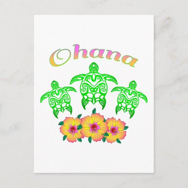 Meeresschildkröten Hawaiian Ohana Postkarte (Vorderseite)