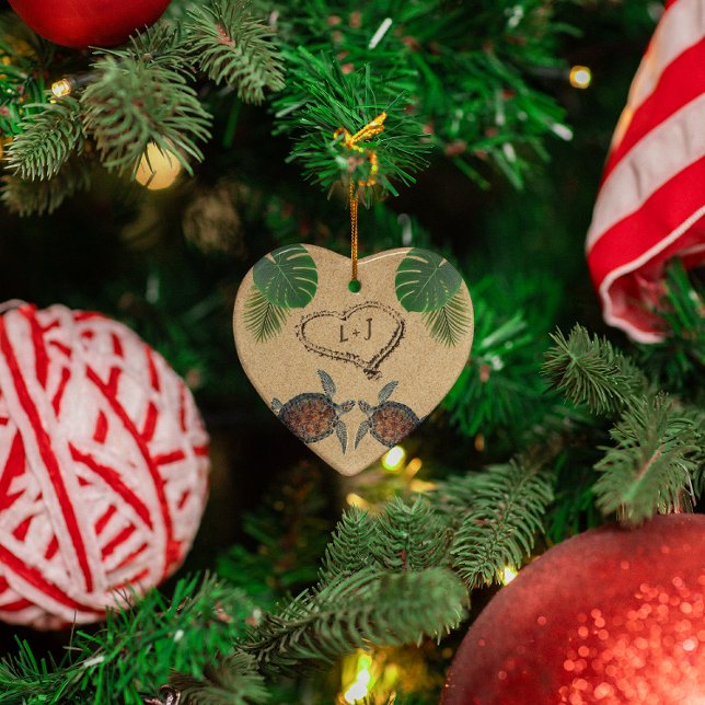 Meeresschildkröten - Herz und Palmen Personalisier Ornament (Von Creator hochgeladen)