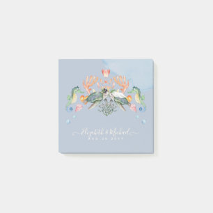 Meeresschildkröten-Hochzeit mit Braut und Bräutiga Post-it Klebezettel