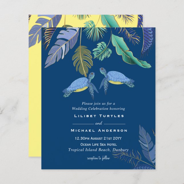 Meeresschildkröten Hochzeitblauer Gelb (Vorne/Hinten)