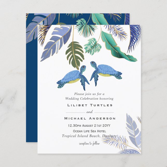 Meeresschildkröten Hochzeitblauer Gelb (Vorne/Hinten)