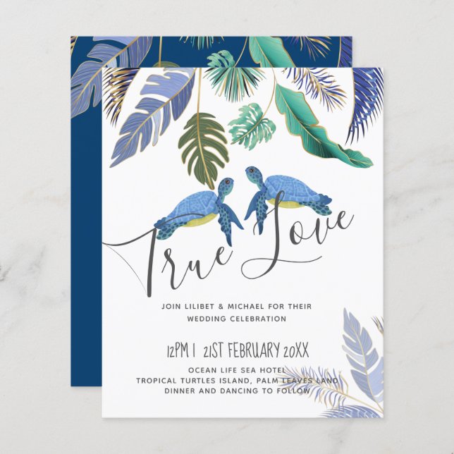 Meeresschildkröten Hochzeitblauer Gelb (Vorne/Hinten)