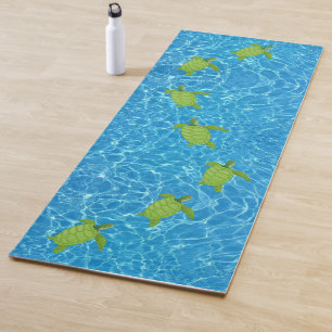 Meeresschildkröten im Grünen auf Türkiswasser Yoga Yogamatte