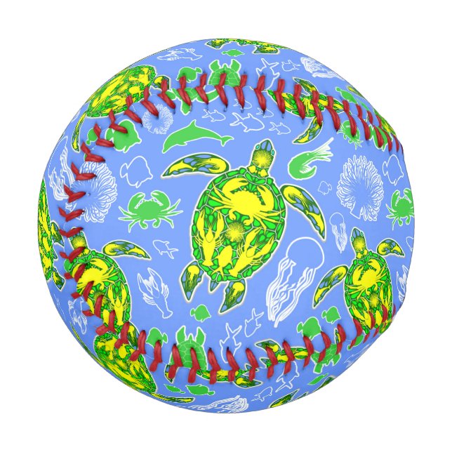 Meeresschildkröten-Korallenriff-Symbol Baseball (Vorderseite Links)